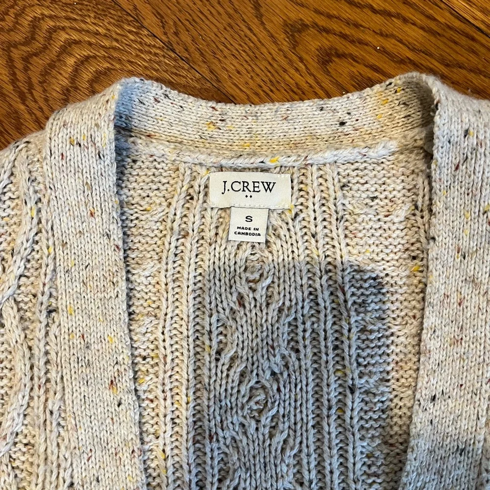 J. Crew Cream Speckled Cable Cardigan women’s small EUC SFPF - Picture 1 of 2